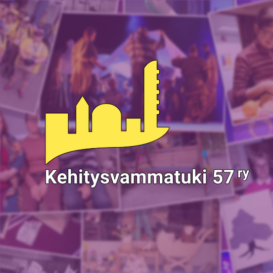 Kehitysvammatuki 57 ry logo, jossa kaupunkisiluetti ja yhdistyksen nimi.