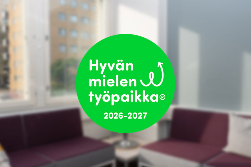 Hyvän mielen työpaikka 2026-2027 -merkki.